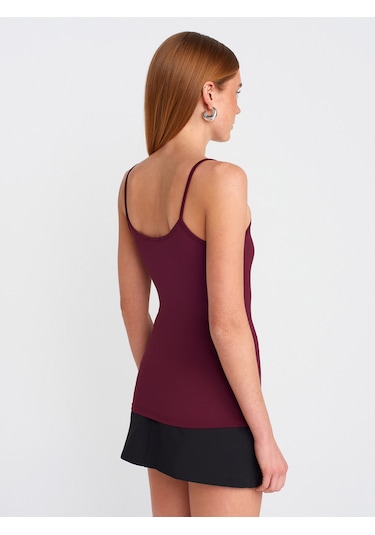 Dilvin 20901 İnce Askılı Poliamid Top-bordo Bordo