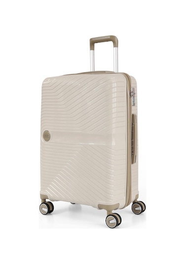 Ççs 5239 Polipropilen Orta Boy Valiz Beyaz-bej Beyaz - Bej