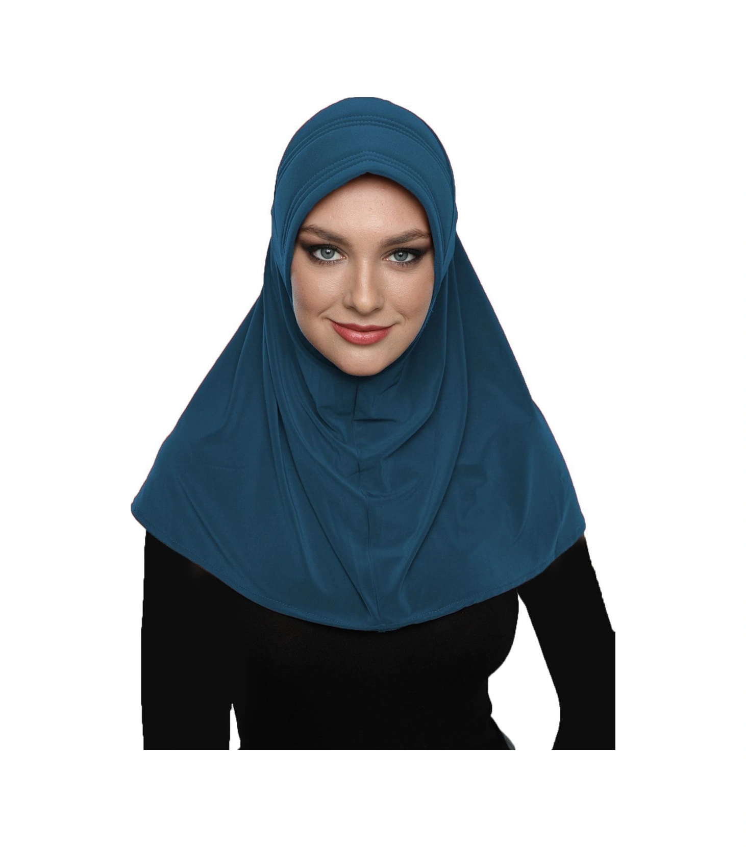 Takmatik Sade Petrol Hazır Türban Tesettür Havuz Bonesi Namaz Örtüsü Petrol