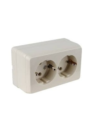 Bron Sıva Üstü, İkili, Topraklı Priz, Beyaz Renk