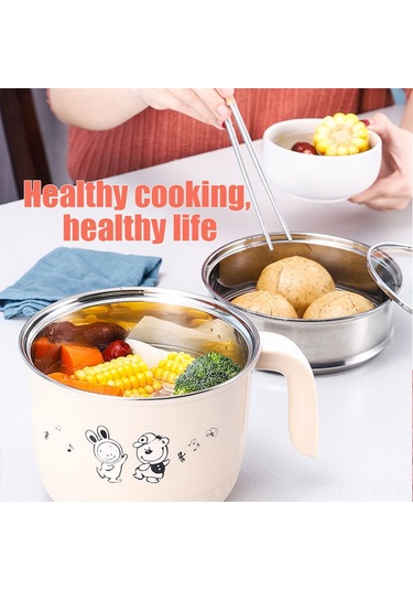 Monyee 1.8l Mini Elektrikli Tencere - Çay, Makarna, Yumurta Pişirme - 450w Düşük Güç - Avrupa Şarjı - Çelik Kısımlı - Mavi