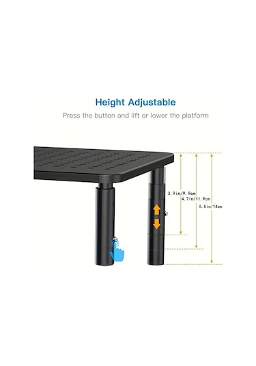 Xuweiwei Beyaz Erkonomik 3 Seviyeli Ayarlanabilir Metal Monitör Standı Ev Ofis Dizüstü Bilgisayar Kolay Montaj Kaymaz Kauçuk Gelişmiş Soğutma
