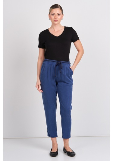 Ayhan Kadın Beli Lastikli Çift Cepli Pantolon 2850 Lacivert Lacivert