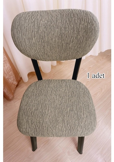 StarMall Bohem Jakarlı Sandalye Kılıfı Çubuk Desen 1 Adet Vizon