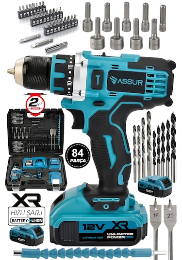 Assur ASR007 12V Çift Akülü Vidalama Mavi