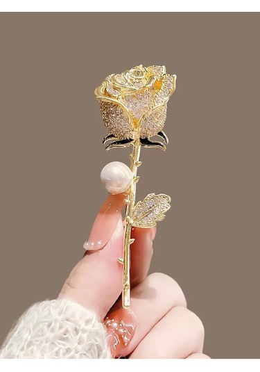 Beautiful Detail Orijinal Gül Desenli Broş 188001077 Altın Rengi