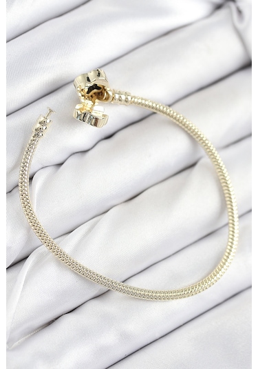 Pirinç Charm Zirkon Taşlı Yonca Model Gold Renk Kadın Bileklik 6421836