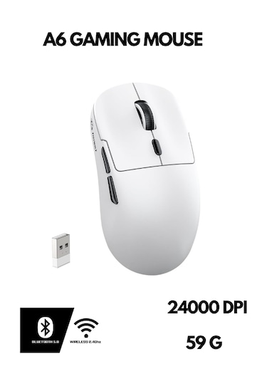 Freewolf A6 Kablosuz Oyuncu Mouse Paw3311 1000 Hz 24000 Dpı Profesyonel Bluetooth Üç Modlu Bağlantı -