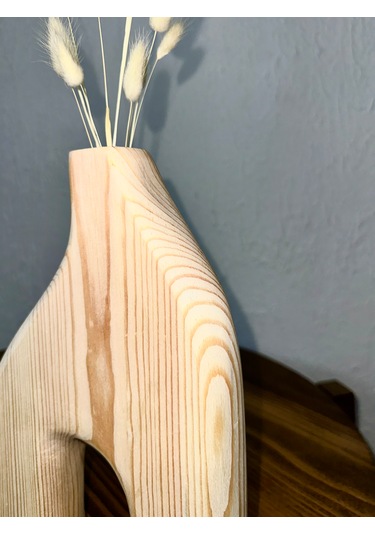 Doğal Ahşap Dekoratif Biblo Vazo