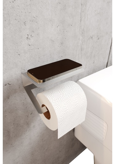 Zift Unique Paslanmaz Çelik Tuvalet Telefon Raflı Kağıdı Askısı