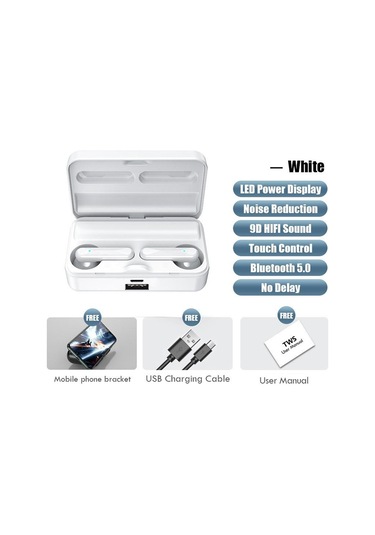 Bluetooth 5.2 Mikrofonlu Kulaklık, Stereo Spor Su Geçirmez Kablosuz Kulaklık Bluetooth, Harici Pil İçin Şarj Cihazı