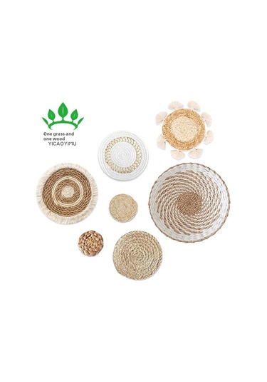 Moveevo Doğal Malzeme El Dokuma Bohem Dekoratif Duvar Sepeti Seti - 9 Parça, Ev Dekoru Odalar İçin Zengin Kültürel Estetik