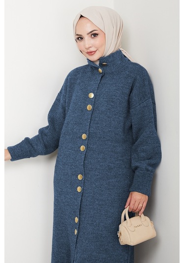 Reha Düğmeli Triko Hırka 1603 - Mavi Mavi