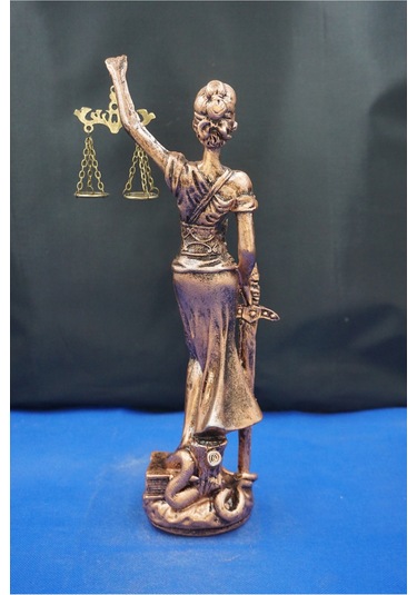 Themis Adalet Tanrıçası Heykeli 32 Cm Avukatlar İçin Dekoratif Biblo, Ev & Ofis Aksesuarı Bakır