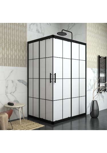 Tekno Duş Black Rigel 6mm Karolajlı Kumlamalı Dikdörtgen Duşakabin Beyaz