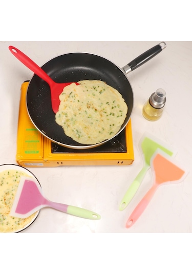 Turuncu Silikon Spatula Pişirme Gereçleri Sığır Eti Yumurta Mutfak Kazıyıcı Geniş Pizza Pişirme Araçları Kürek Yapışmaz Spatula Mutfak