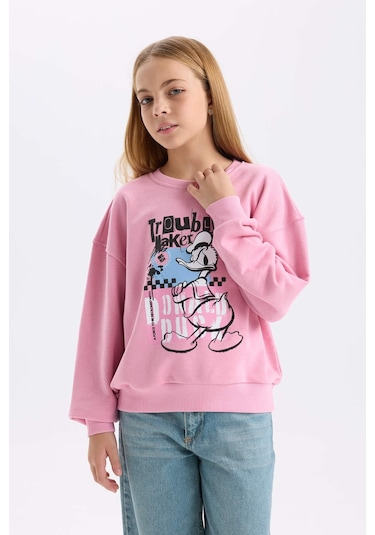 DeFacto Kız Çocuk Disney Mickey Mouse &Friends Relax Fit Bisiklet Yaka Sweatshirt D3114A824WNPN445 Pembe DeFacto Kız Çocuk Disney Mickey Mouse &Friends Relax Fit Bisiklet Yaka Sweatshirt D3114A824WNPN445 Pembe