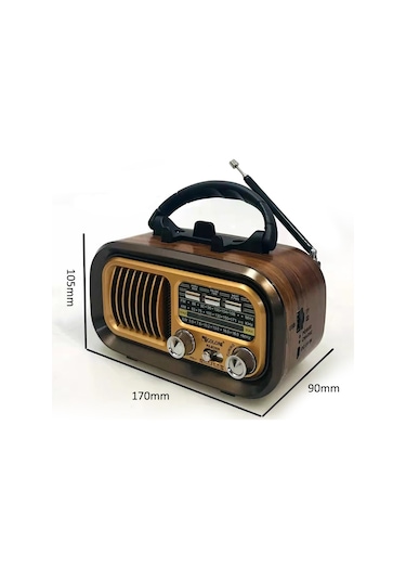 Yifomall Kahverengi Güneş Enerjili Taşınabilir Üç Bantlı Radyo - Bluetooth Hoparlör, Tf Kart/usb Çalma, Fm/am/kısa Dal, Pil İçeren