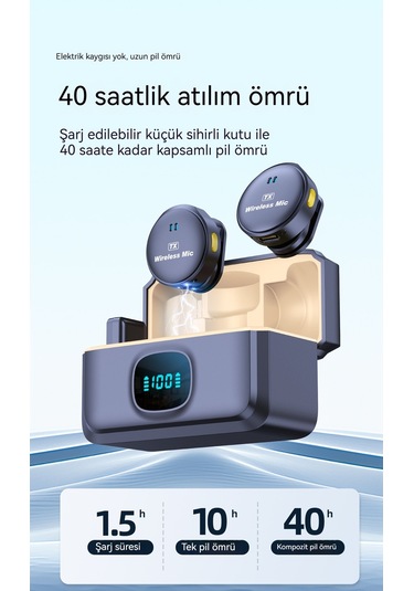 Düzme Manyetik Ekran Kablosuz Yaka Mikrofonu Tip-c Arayüzü