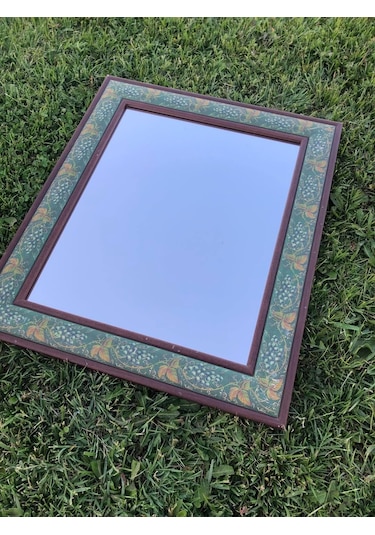 Stanley Monarch Ahşap Çerçeveli Vintage Ayna 55x65cm - Sarmaşık v Kahverengi