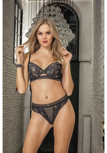 Hafif Destekli Sütyen String Takım Siyah Brf31662 Siyah