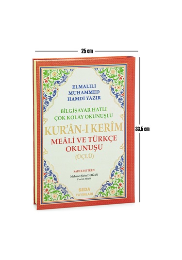 Üçlü Mealli Arapça Türkçe Okunuşlu Kuranı Kerim Cami Boy