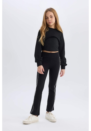 DeFacto Kız Çocuk Esnek Belli Biyeli Uzun Tayt D9821A825SPBK81 Siyah