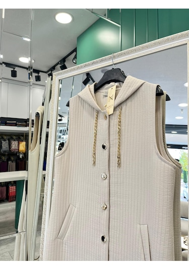 Nurgün Kapitone Yelek - Taş - 46 Taş