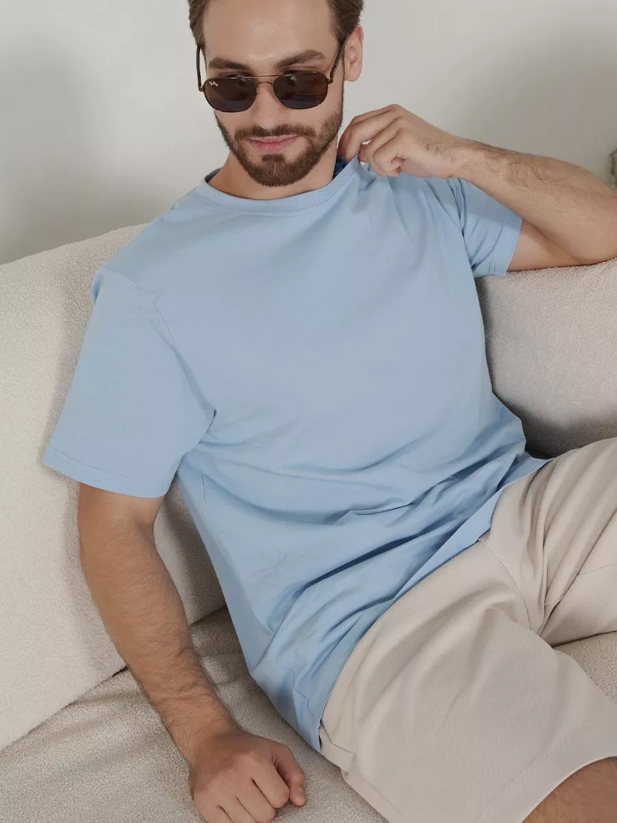 Lajkı-majkı Mavi Düz Tişört 170184833 Açık Mavi