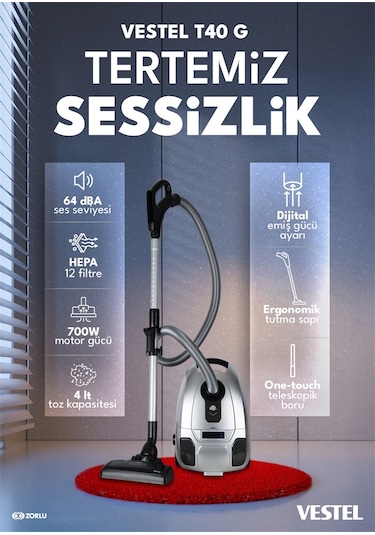 Vestel T40 G 700 W Toz Torbalı Elektrikli Süpürge