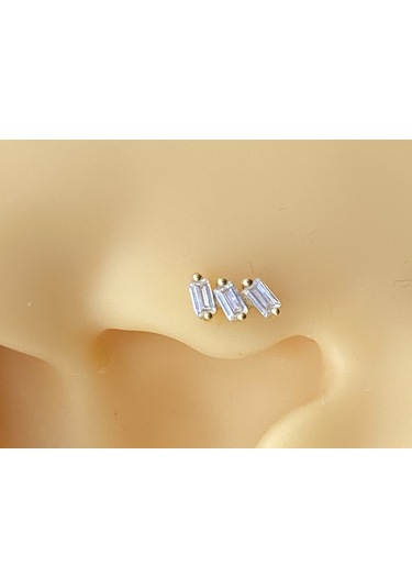 Altınkesesi Altın Üçlü Baget Tragus Piercing Altın