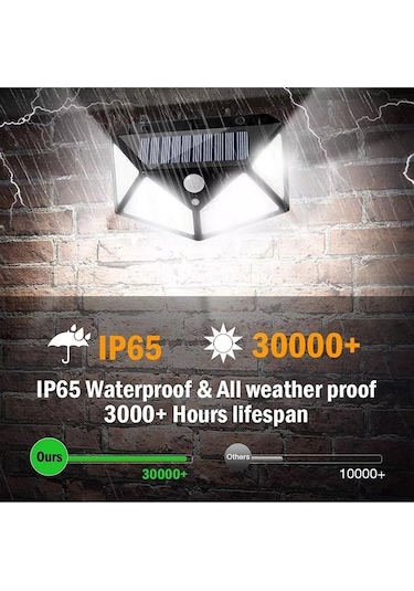 Sge Teknoloji Siyah Solar Güneş Enerjili Hareket Sensörlü 4 Taraflı Bahçe Aydınlatma Lambası