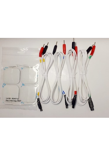Agremon Compex Uyumlu Pin Uçlu Kablo Seti 4 Adet Kablo ve 1 Paket Tens Elektrot