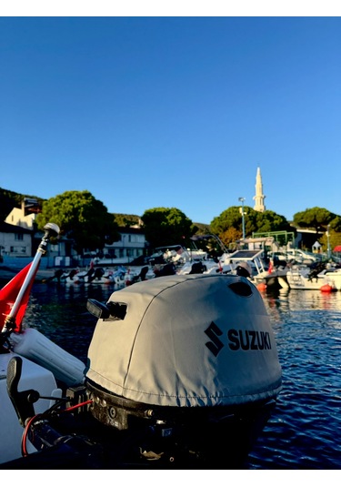 Tekne Motor Kılıfı Dıştan Takma Marin Deri Suzuki 9.9 Hp
