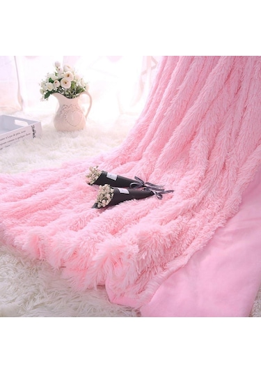 Beyaz Battaniye Suni Kürk Battaniye Yatak Battaniyesi Shaggy Polyester Sıcak Tutma S