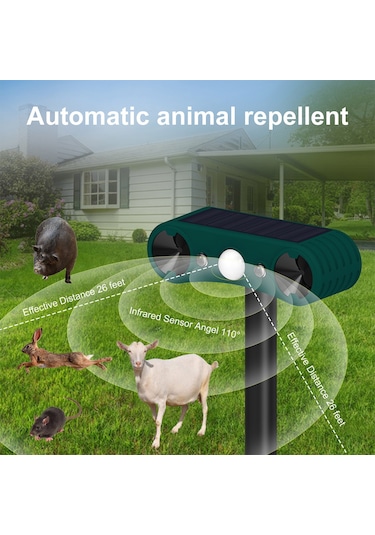 Suofeng Güneş Enerjili Ultrasonik Hareket Sensörlü Alarm, 5-8m Algılama, Sesli Ve Işıklı Uyarı, Yeşil, Ip55 Su Geçirmez, Yer Montajı