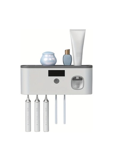 Chuangyinshop Gri Beyaz Usb Şarjlı Akıllı Diş Fırçası Askısı Duvar Montajlı 5 Gözlü Gri Beyaz