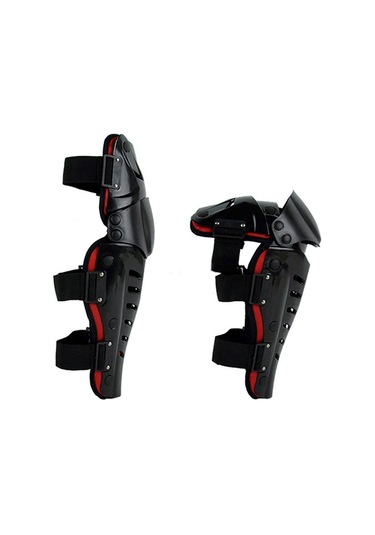 Jms Motosiklet Yarışı Motokros Diz Pedleri Koruyucu Muhafızlar Kırmızı - Siyah 1 Çift