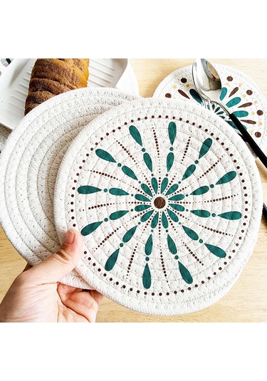 Suntek Dokuma Yuvarlak Servis Altlığı 12cm Örgülü Stil-a Stil A Diğer