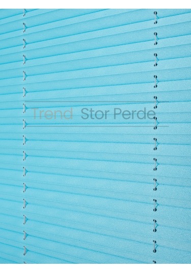 Mavi Plise Katlanır Cam Balkon Perdesi - Ofis Perdesi - Salon Perdesi - 104 Mavi