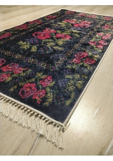 Yamalı Home Style Deri Taban Siyah Kırmızı Pr5616-80X150 Siyah