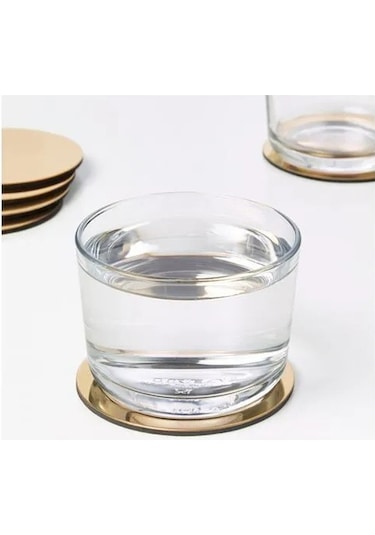 Sumuhome Glattıs Bardak Altlığı Pirinç Rengi 8.5 Cm 6 Adet Altın