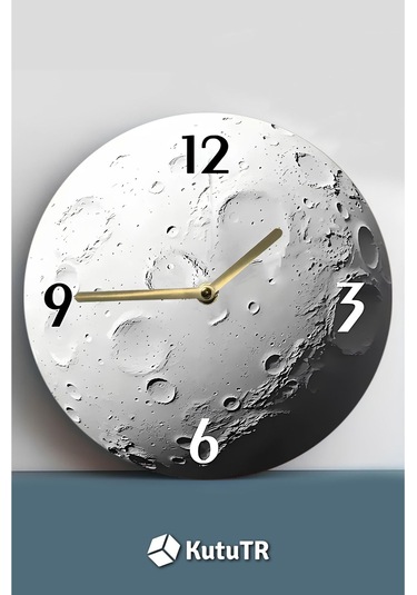 Zamanın Işıltısı Ay Yüzeyi Temalı Mdf Duvar Saati 33 Cm Sdw326 Renkli