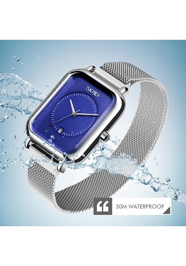 Fastbuy Skmeı 9207 Moda Yaratıcı Basit İzle Erkekler Manyetik Toka Örgü Kemer Çelik Kemer Çift Kuvars İzle Gümüş Mavi Çok Ren Çok Renkli