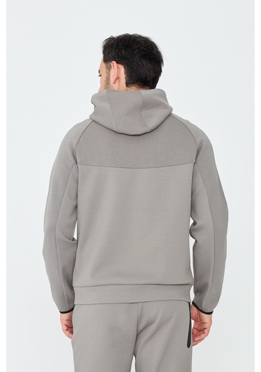 White Stone Gri Cepli Kapüşonlu Fermuarlı Erkek Sweatshirt Grey