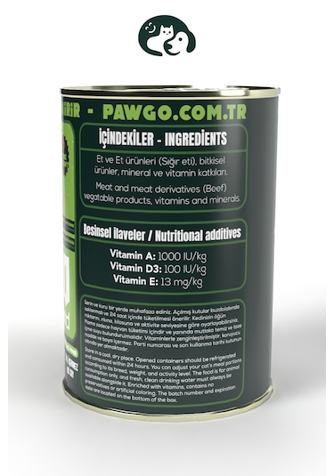 PAWGO Beef Prestige Sığır Etli Parça Etli Köpek Mama 12 x 415 G