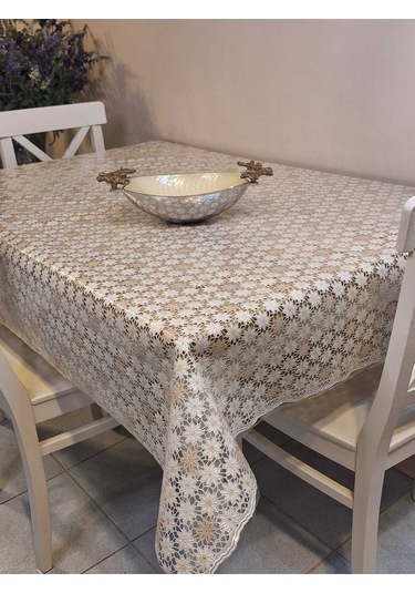 Ithal Pvc Muşamba - Desenli Silinebilir Masa Örtüsü 07iz07 Kahverengi