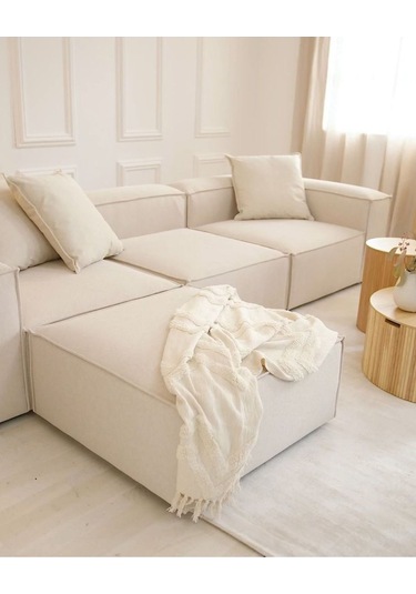 Mira Relax Krem Renk Köşe Koltuk Antrasit