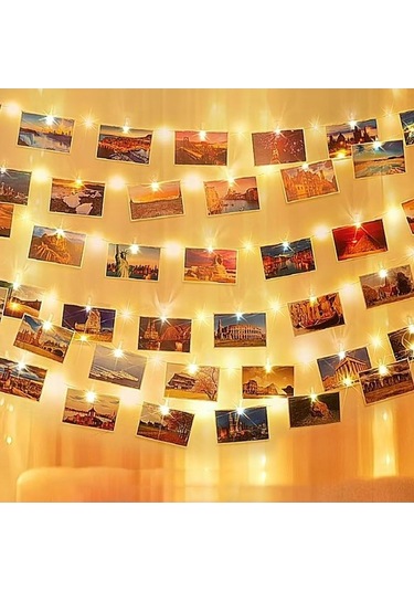 Besthome1 50 Adet Klamp + 10m 100 Led Bakır Tel Işık - Noel Dekorasyonu, Usb Beslemeli, Sıcak Beyaz, Taşınabilir Aydınlatma Beyaz