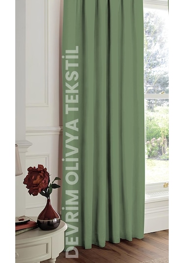 Shy Tekstil Lüks 1. Sınıf Düz Dikim Kiremit Ada Fon Perde En X Yükseklik Su Yeşili